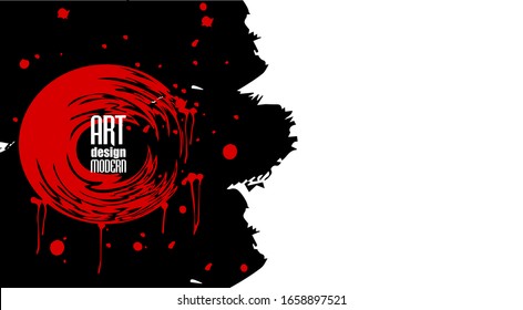 Creative paint strokes in red and black on a white background