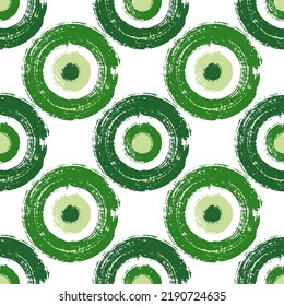 Creative painted round shapes seamless pattern vector design. Wallpaper print. Simple paint doodling. Hand drawn ink brush stroke circles. Round ink painting shapes endless pattern.