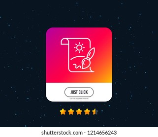 Creative painting brush line icon. Creativity sign. Graphic art symbol. Web or internet line icon design. Rating stars. Just click button. Painting brush vector
