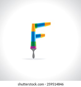creative painting brush making alphabet F