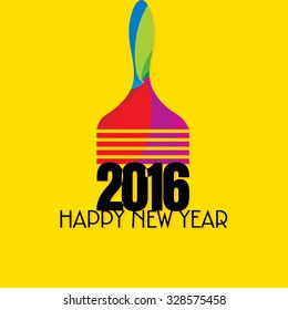 creative painting brush with new year concept 
