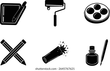 Creative Painting Icons Collection Vector Art Tools