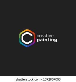 The creative painting logo has the concept of Letter C and Elements of Color. This logo is suitable for a company engaged in painting, design studio or home design.