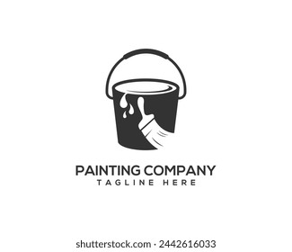 Creative Painting Service Company Logo With Brush and Paint Can.