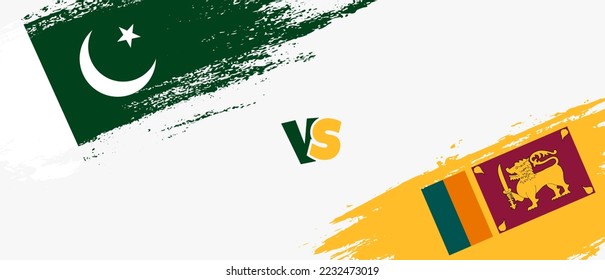 Creative Pakistan vs Sri Lanka brush flag illustration. Artistic brush style two country flags relationship background