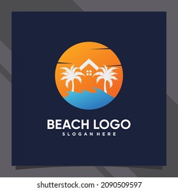 Creative palm tree and house logo design with unique concept