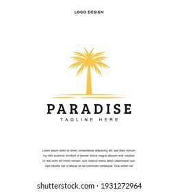 Creative palm tree icon logo design vector illustration. Tropicana Resort and Spa logo design color editable