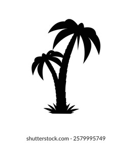 Creative palm tree silhouette icon vector symbol on white background