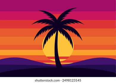 creative palm tree silhouette vector