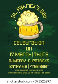 Creative Pamphlet, Banner or Flyer design with beer mug for St. Patrick's Day Party celebration.