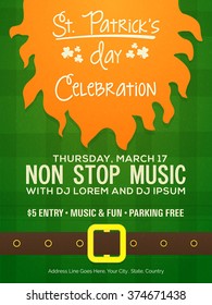 Creative Pamphlet, Banner or Flyer design with Party details for Happy St. Patrick's Day celebration.