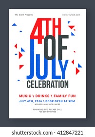 Creative Pamphlet, Banner or Flyer design with stylish text 4th of July for American Independence Day Party celebration.