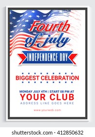 Creative Pamphlet, Banner or Flyer design for Biggest Celebration of Fourth of July, American Independence Day.