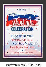 Creative Pamphlet, Banner or Flyer design with American Flag colors for 4th of July, Independence Day Party celebration.