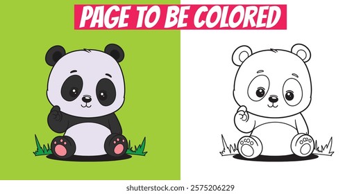 Creative panda art with outline and colored designs for kids and adults. Perfect for coloring books, preschool education, and printable activities.