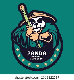 Logo de juegos de mascota de panda creativo	