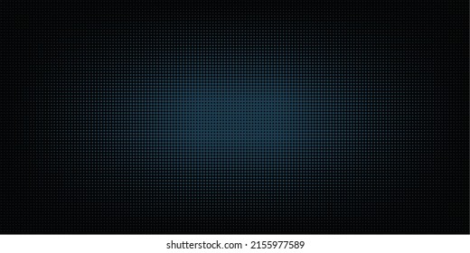 Creative panoramic abstract textures background for design. Dark template made of small blur circles on black background with vignetting. Polka dots. Halftone. Pop art texture.