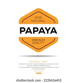 Creative (Papaya), Papaya label, vector illustration.