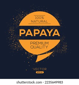 Creativo (Papaya), etiqueta Papaya, ilustración vectorial.