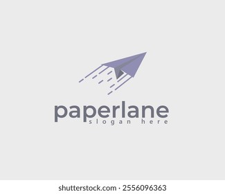 creative paper airplane flying fast logo design
