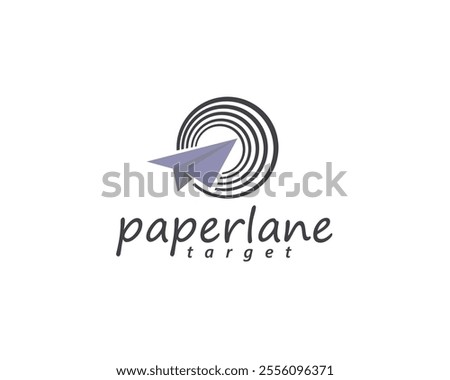 creative paper airplane flying towards target logo design