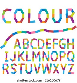 Creative paper alphabet. Colour letters, Vector illustration