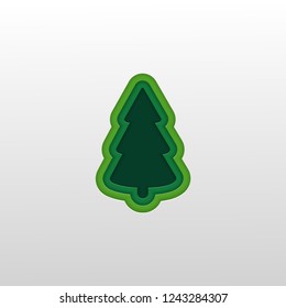 Creative paper Christmas tree on background. Design elements for holiday cards, posters.