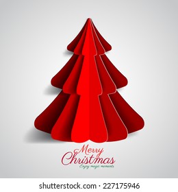 Creative paper Christmas tree on white background. simple vector Illustration