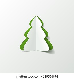 Creative paper Christmas tree. Vector Illustration.