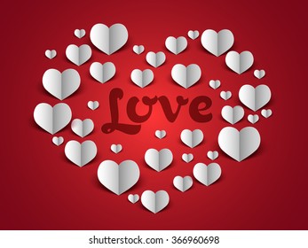 Creative paper cut out hearts with stylish text Love for Happy Valentine's Day celebration.