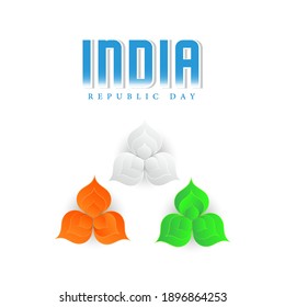 Estilo de papel creativo cortado con flor tricolor sobre fondo blanco para las celebraciones del Día de la República Feliz.