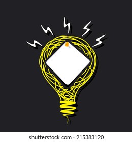creative  paper note  on sketch bulb design vector