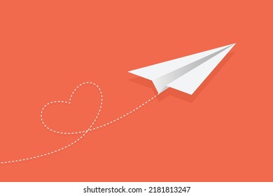 Creative paper planes on orange background. Paper plane flying. Concepts the way forward, unique, innovation, start-up company, business, growth, travel, freedom, dream, love
