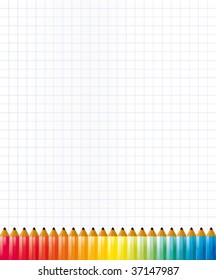 Creative paper sheet with pencils. Vector illustration.