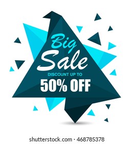 Creative Paper Tag, Label or Banner design of Big Sale with Discount upto 50% Off, Vector illustration.