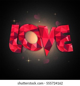 Creative Paper Text Love for Happy Valentine's Day Celebration.