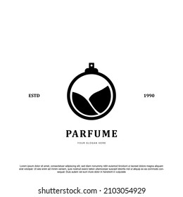 Creative parfume logo design vector. with leaves premium logo