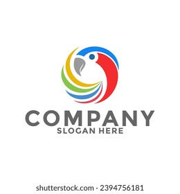 Creative Parrot logo vector, Colorful Bird logo design template