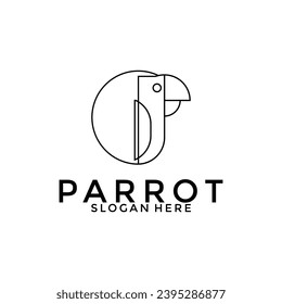 Creative Parrot logo vector, Line Art Bird logo design template