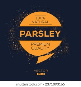 Creativo (Parsley), etiqueta Parsley, ilustración vectorial.
