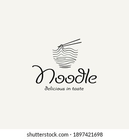Creative Pasta or noodles logo line art vector illustration