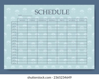 Creative pastel colored schedule template. Abstract background blank