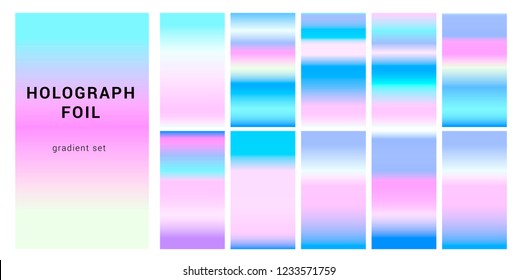 Creative Pastel Holographic Gradient Set for greeting card, flyer, invitation, poster, brochure, banner calendar. 