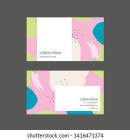Creative pastel and memphis pattern business card, Clean visiting card, Contact card and name card design template