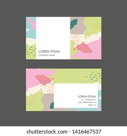 Creative and pastel memphis pattern vizit card design, Clean busines card, Contact card and name card design template