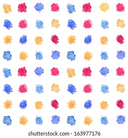 Creative pattern with bright watercolor stains. Vector illustration