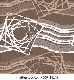 Creative pattern of curved lines, square, swirl, seamless vector background.