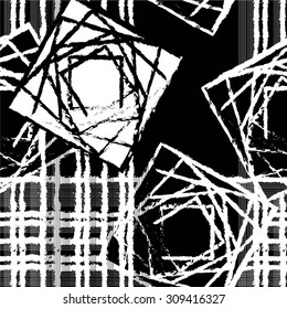 Creative pattern of curved lines, square, swirl, seamless vector background.