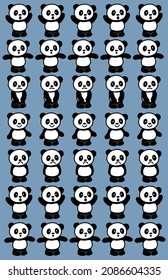 Creative pattern with cute panda cubs expression theme.