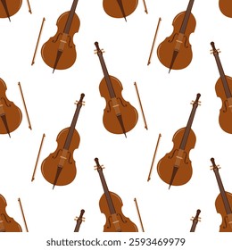 Creative pattern featuring violins and bows on a white background for music lovers